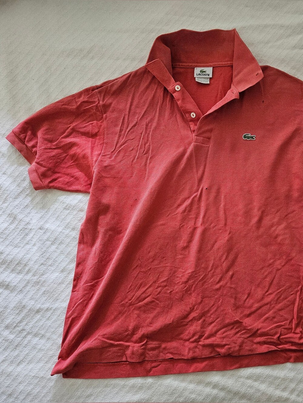 Lacoste Men's Coral-Red Polo with Signature Croc